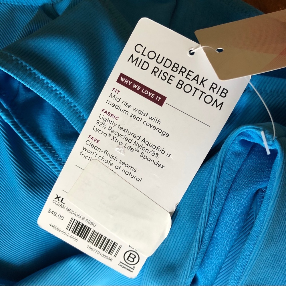 Athleta Cloudbreak Rib Mid Rise Bikini Bottom Blue - Picture 5 of 5